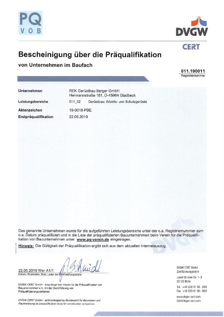 DVGW-Zertifikat